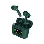 Huikanga Bluetooth headset tws digital display Black technology sports Bluetooth headset is suitable for Apple and other mobile phones (Color : Green, Size : J5)