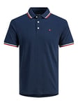 JACK & JONES Mens Plus Size Polo Shirt Golf Sports Gym 100% Cotton Rich Big and Tall T-Shirts for Men, Navy Colour, Size- 2XL