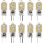 G4 LED-lampa 12V, 1W motsvarande 10W halogenlampa, inget flimmer 200LM, varmvit 3000K, 360° strålvinkel, ej dimbar, 10-pack