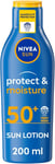 NIVEA SUN Protect & Moisture Sun Lotion SPF 50+ (200 ml), Suncream with... 