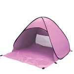 Portable Beach Tent Instant Pop Up Tent Fit 2-3 Man, Automatic Sun Shelter Tents Anti UV Compact Tent for Beach Garden Camping Fishing Picnic Pink