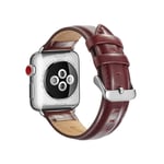 Apple Watch Series 7/6/SE/5/4/3/2/1 - 45/44/42mm - Ægte læder rem - Rød