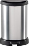 Curver Metal Effect Pedal Touch Slim Deco Kitchen Work Waste Bin 20L - Silver