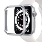 Miimall Case Compatible with Apple Watch Series 6/5/4/SE 44mm, [Metallic luster] Aluminum Alloy Metal Bumper Case Scratch-resistant Shock-proof Protective Shell Cover for iWatch 44mm(Silver)