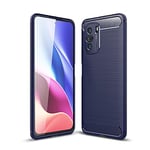 Cover-Discount Xiaomi Poco F3 Coque en Caoutchouc Aspect Carbone métallique Bleu foncé
