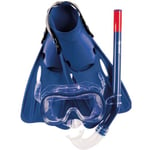 Dykkersett for barn med maske, snorkel og svømmeføtter i størrelse 27-30 blå