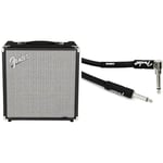 Fender Rumble 40, Bass Amp, 40W, Suitable For Electric Bass Guitar, Black/Silver & Professional Series Instrument Guitar Cable, 10 ft, Straight/Angle, Black, 3m
