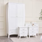 Large White Wardrobe, Chest Of Drawers & Pair Of Bedside Tables - Elizabeth White Range