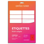Office Star Boîte de 50 étiquettes adhésives multiusage format A4 210x297mm Star, planche A4, coloris rouge