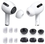 aceyoon 12 Pieces Ear Tips for Airpods Pro [ Foam Ear Tips 3 Pairs + Silicone Earbuds 3 Pairs ] Noise Isolating Replacement Earbud Tips Anti-Slip S/M/L Compatible for AirPods Pro (White + Black)