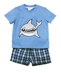 Mini Vanilla Boys' Smiley Shark Shortie Cotton Pyjamas - Blue - Size 5-6Y