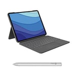 Logitech Combo Touch Pro 11 pouces (1re, 2e, 3e, 4e générations, 2018, 2020, 2021, 2022) Étui clavier iPad et Logitech Crayon (USB-C) (2018 et versions ultérieures) Clavier Français AZERTY - Gris