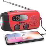Nödradio med solpanel, vev, väderradio med LED-ficklampa, telefon-powerbank-laddare, europeisk version Orange