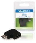 Valueline High Speed HDMI Ethernet Sovitin Kulma vasemmalle HDMI-Liitin - HDMI Naaras Musta