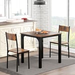 Ensemble table et chaises, table à manger + 2 chaises, structure en métal, convient pour balcon, salle à manger, salon, design industriel rétro