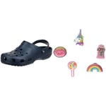 Crocs Unisex's Classic Clog, Navy, 13 UK Shoe Charm 5-Pack | Personalize with Jibbitz, Everything Nice, One Size