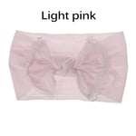 Baby Nylon Headband Elastic Hair Band Bows Turban Light Pink