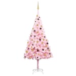 Kunstigt juletræ med lys og kuglesæt 240 cm PVC lyserød