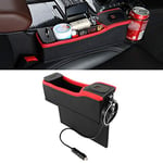 Automotive storage box LGMIN DERANFU Multi-function Car Co-pilot Position Dual USB Charging Digital Display Storage Box Crevice Water Cup Holder (Black) products (Color : Black Red)
