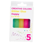 Glitterlim 5-pak happy – 5 virkelig glade farver a 10 ml