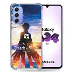 Cokitec Coque Renforcée en Verre Trempé pour Samsung Galaxy A34 5G Manga Attaque Titans Soleil