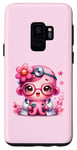 Coque pour Galaxy S9 Fond rose avec jolie pieuvre Docteur en rose