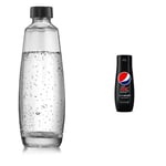 Sodastream Carafe en Verre pour Machine à Eau Pétillante Duo, Transparente, Bouteille en Verre Compatible Lave-vaisselle, 1 L & Concentré Pepsi Max, 440ml