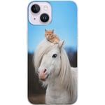 Apple iPhone 15 Plus Transparent Mobilskal Katt och Häst