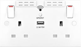 Wifi Extender Double Plug Socket Range Extension Double Gang with USB Thin Fast
