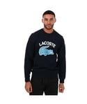 Lacoste Mens Crocodile Print Crew Neck Sweatshirt in Navy Cotton - Size X-Small
