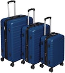 Amazon Basics Valise de voyage à roulettes pivotantes, Bleu marine, Lot de 3 valises (55 cm, 68 cm, 78 cm)