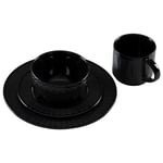 Argyle 16 PC Ceramic Dinnerware Set With Dinner Plates, Side Plates, Bowls and Mugs Black