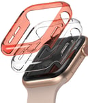 Ringke Slim Case [2 Pack] Compatible with Apple Watch Series 6/5/4/SE [40mm], iWatch Raised Bezel [Frame Only] Premium PC Hard Thin Cover - Clear/Coral