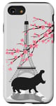 Coque pour iPhone SE (2020) / 7 / 8 Paris Tour Eiffel France Amour animal sauvage hippopotame