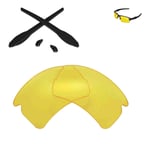 Walleva Yellow Replacement Lenses And Black Rubber Kit For Oakley Flak 2.0 XL