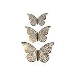 12st 3D Fjärilar i Metall, Väggdekoration - Guldnät
