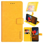 Oppo A92 Premium Leather Wallet Case [Card Slots] [Kickstand] [Magnetic Buckle] Flip Folio Cover for Oppo A92 Smartphone(Yellow)