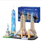 New York USA Architecture Model 3D Puzzles Skyline Collection DIY New York City Building Kits Toys Craft Kits Souvenir Decoration Birthday Gift(125 PCS)