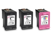 Refilled 300XL Black and Colour x 3 Ink Cartridges For HP Photosmart C4650