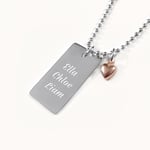 Dogtag med berlock, Halsband med gravyr - Silver