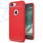 iPhone 7 Plus / 8 Plus Mofi Brushed Kolfiber Flexibel Plast Skal - Röd