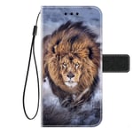 Kingyoe Oppo A91 Case Wallet Premium PU Leather Flip Cover Oppo F15 / Oppo A91 Protector Folio Notebook Design with Cash Card Slots/Magnetic Closure/TPU Bumper Shell,Lion