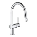 Grohe 31862000 Minta Single Lever Mixer Tap C-Spout Pull Out Spray - CHROME