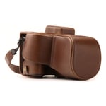 MegaGear MG1304 Ever Ready Leather Camera Case compatible with Canon EOS 250D, 200D (18-55mm) - Dark Brown
