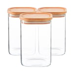 Square Glass Storage Jars with Wooden Lids 1.1 Litre Pack of 6