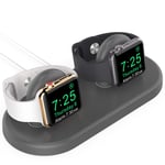 AhaStyle Dual iWatch Stand Charging Dock Detachable ABS Holder Compatible with Apple Watch Series 7/6/5/4/3/2/1 SE(45/44/42/41/40/38mm), Supports Nightstand Mode (Gray)