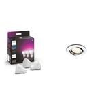 Philips Hue White & Colour Ambiance Smart Spotlight 3 Pack LED [GU10 Spotlight] & Milliskin White Ambiance Recessed Led Smart Ceiling Spotlight
