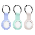 MoKo Protective Case for AirTag 2021, 3-Pack Soft Silicone Tracker Holder with Key Chain, Easy Carry AirTag Cover for Keys, Backpacks, Liner Bags, Pink+Turquoise+Fresh Purple