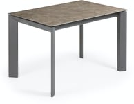 Axis Ceramic, Spisebord med udtræk, moderne, keramik by Kave Home (H: 76 cm. B: 120 cm. L: 80 cm., Støvgrå/Sort)