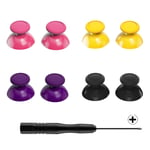 eXtremeRate Replacement 3D Joystick Thumbsticks, Analog Thumb Sticks with PH00 Screwdriver for Nintendo Switch Pro Controller - Yellow & Purple & Pink & Black